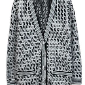 Fendi Black and White Patterned Cardigan